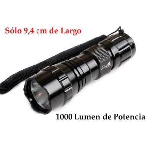 Linterna LED CREE XM-L T6, 1000 Lumen de potencia 5 modos y 9,4 cm