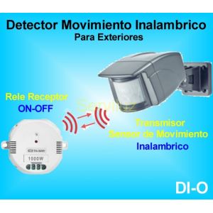 Sensor de Movimiento Inalambrico Detector Exterior a Pilas + Rele ON-OFF