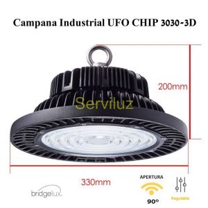 Campana LED UFO 100W Industrial CHIP 3030-3D Bridgelux IP65 90º 150Lm/W Regulable                  